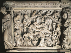 Annunciation and The Nativity, Giovanni Pisano, 1297-1301, panel from from pulpit of Sant'Andrea, Pistoia, marble