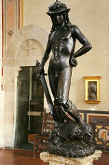 David Donatello. c. 1440-1460 C.E. Bronze Nearly everything about the statue - from the material from which it was sculpted to the subject's 