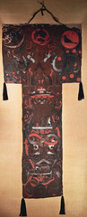 Funeral banner of Lady Dai (Xin Zhui) Han Dynasty, China. c. 180 B.C.E. Painted silk In the mourning scene, we can also appreciate the importance of Lady Dai's banner for understanding how artists began to represent depth and space in early Chinese painting. They made efforts to indicate depth through the use of the overlapping bodies of the mourners. They also made objects in the foreground larger, and objects in the background smaller, to create the illusion of space in the mourning hall.