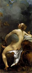 Jupiter and Io by Correggio, Venetian
- oil on canvas
- Male god comes, takes any woman he wants - in form of cloud, seducing Io
- Female figure, pudgy back, realistic figure, pale white, angelic face 
- sfumatto lighting, haziness
- light source outside of frame, emphasizes her back, softness/hazy outlines of figure themselves