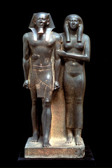 King Menkaura and Queen Old Kingdom, Fourth Dynasty. c. 2490-2472 B.C.E. Greywacke Representational, proportional, frontal viewpoint, hierarchical structure. They were perfectly preserved and nearly life-size. This was the modern world's first glimpse of one of humankind's artistic masterworks, the statue of Menkaura and queen.