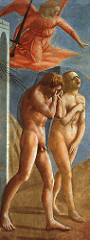 Masaccio Temptation/Expulsion from Paradise fresco 1425 Brancacci Chapel