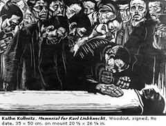 Memorial Sheet for Karl Liebknecht Käthe Kollwitz. 1919-1920 C.E. Woodcut Created in 1920 in response to the assassination of Communist leader Karl Liebknecht during an uprising of 1919. This work is unique among her prints, and though it memorializes the man, it does so without advocating for his ideology.