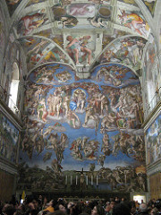 Michelangelo Buonarroti, Last Judgment, Altar wall of the Sistine Chapel, Vatican, Rome