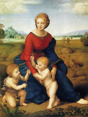 Roman & Florentine Early Renaissance Art employed stony and pietra serena colors in figure painting, sculpture & architecture. Later in the High Renaissance artists like Raphael used complimentary colors e.g. red and green and orange and blue in Madonna of The Meadow