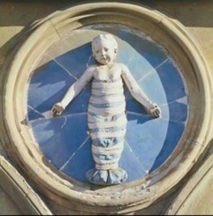 Title/Name:Infant in Swaddling Clothes (One of the Holy Innocents Massacred by Herod)
Artist:Andrea della Robbia
Date:1487
Significance: Provide the only clue on the facade as to what the purpose of the hospital was. Adds striking color accent to the exterior.