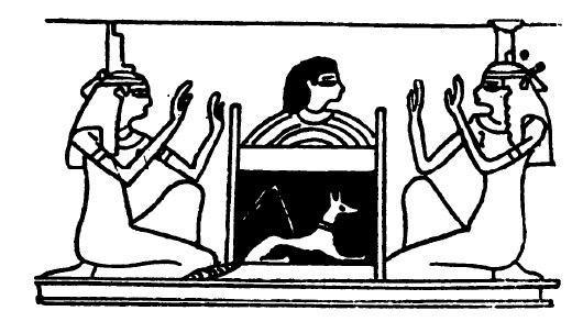 VIGNETTE OF DUBLIN PAPYRUS.  39" Nephthys, Osiris, Isis.  